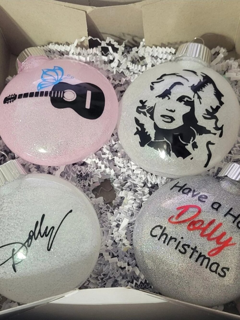 Set of 4 Dolly Parton Ornaments (Handmade)